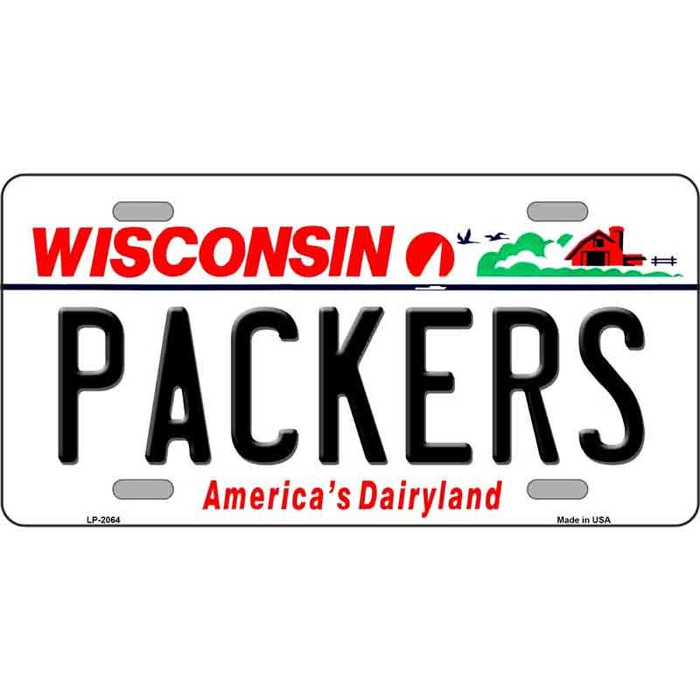 NFL Packers License Plate Metal Auto Sign Wall Green Bay New Retro Football IWI